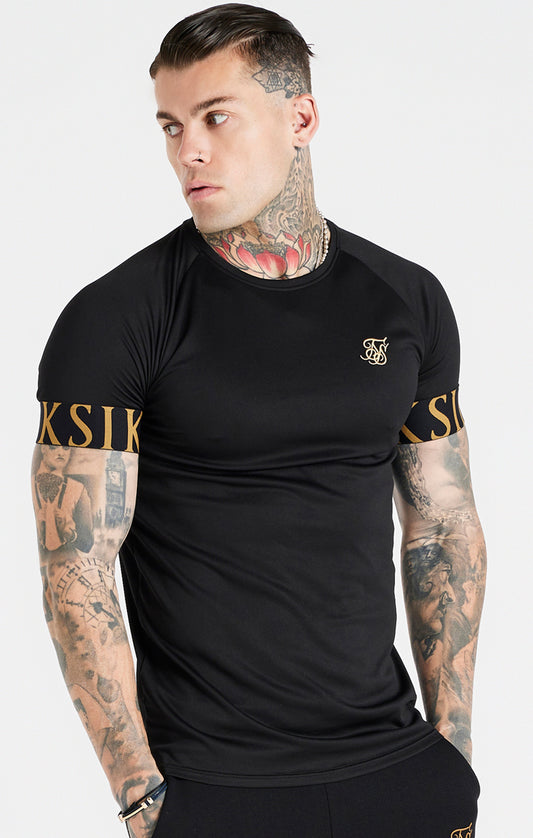 Black And Gold Elastic Cuff T-Shirt