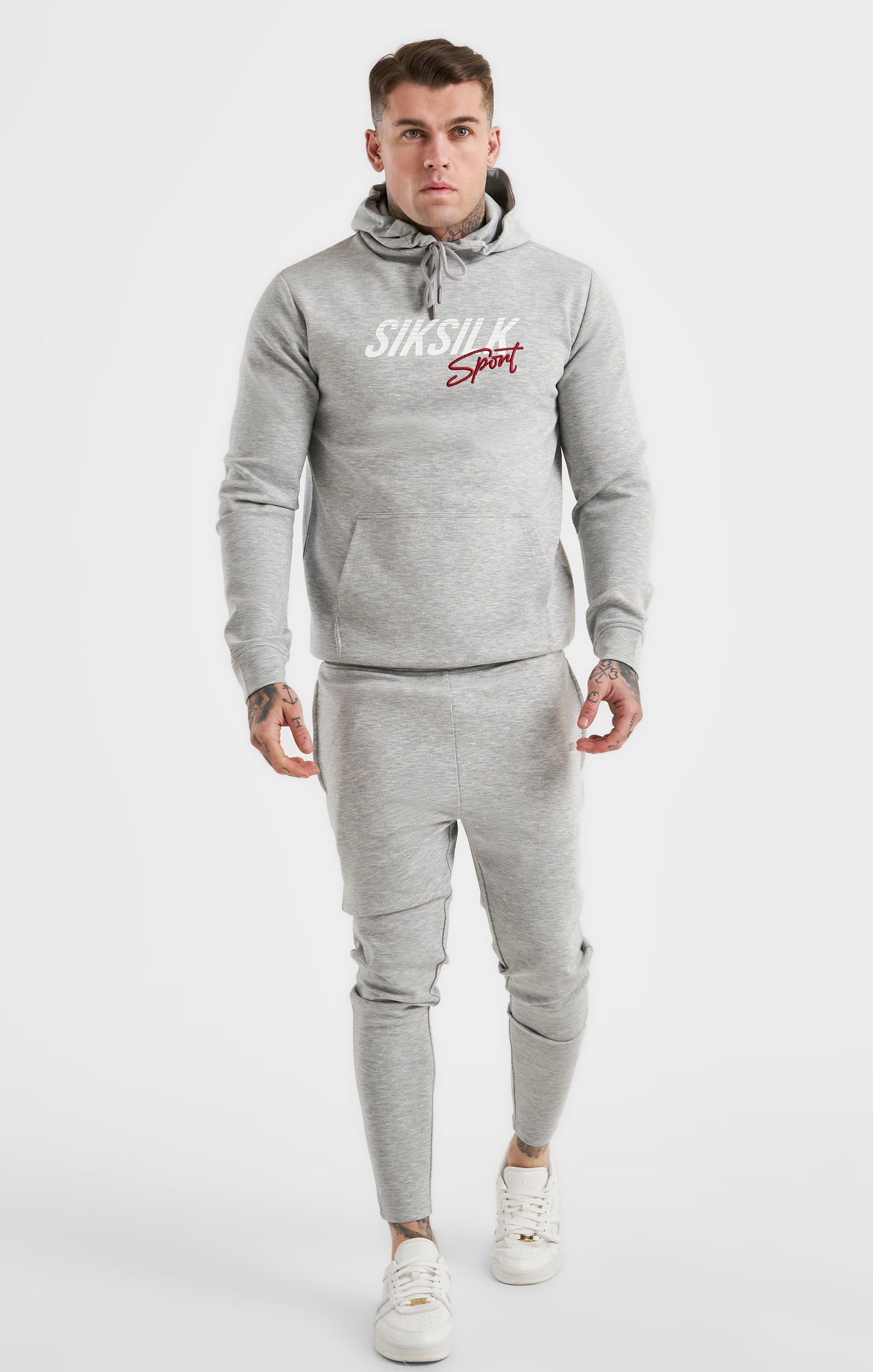 Load image into Gallery viewer, SikSilk Overhead Basic Sports Hoodie - Grey Marl (2)