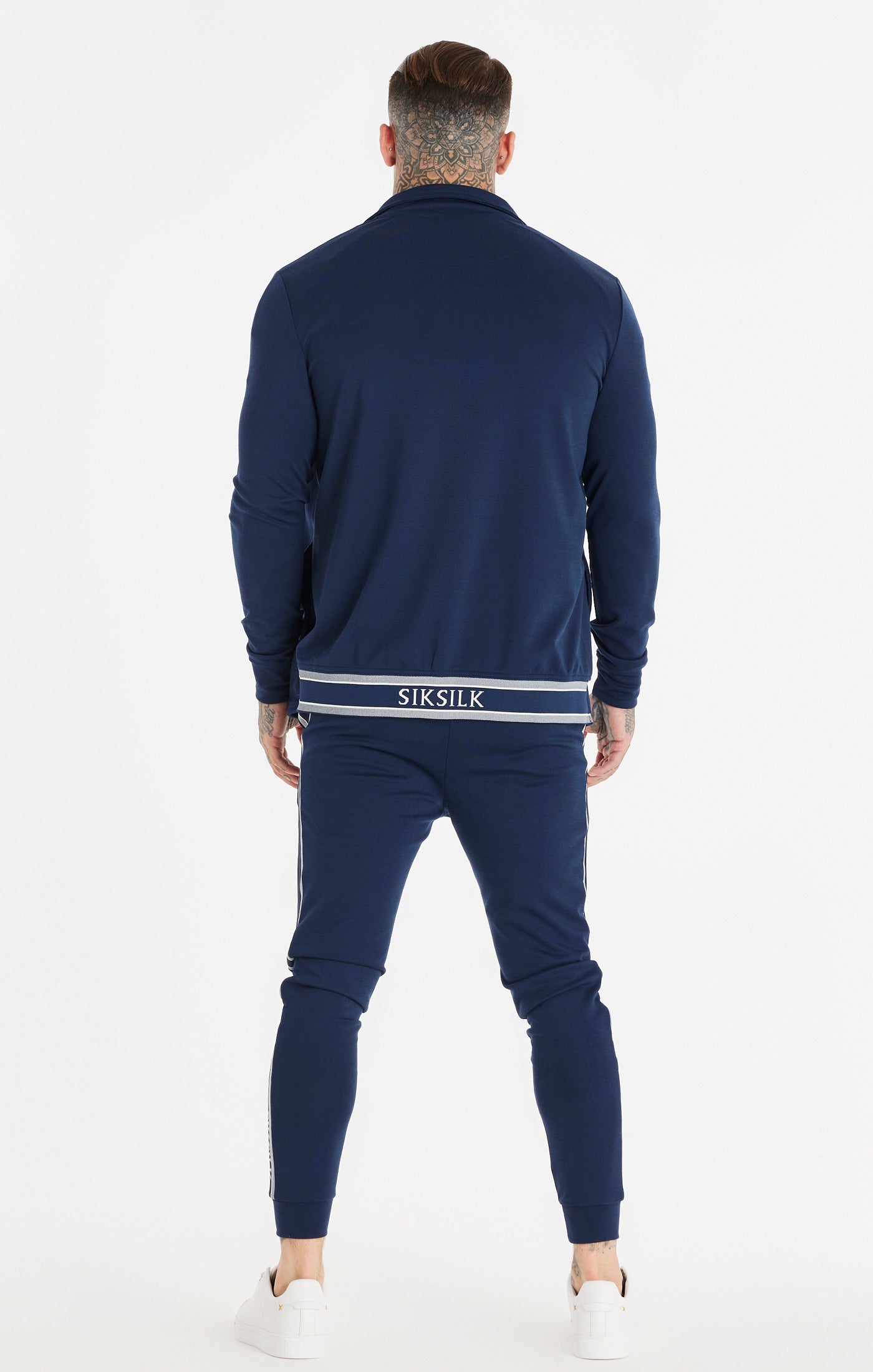 Load image into Gallery viewer, Navy Funnel Neck Zip Through Hoodie (6)