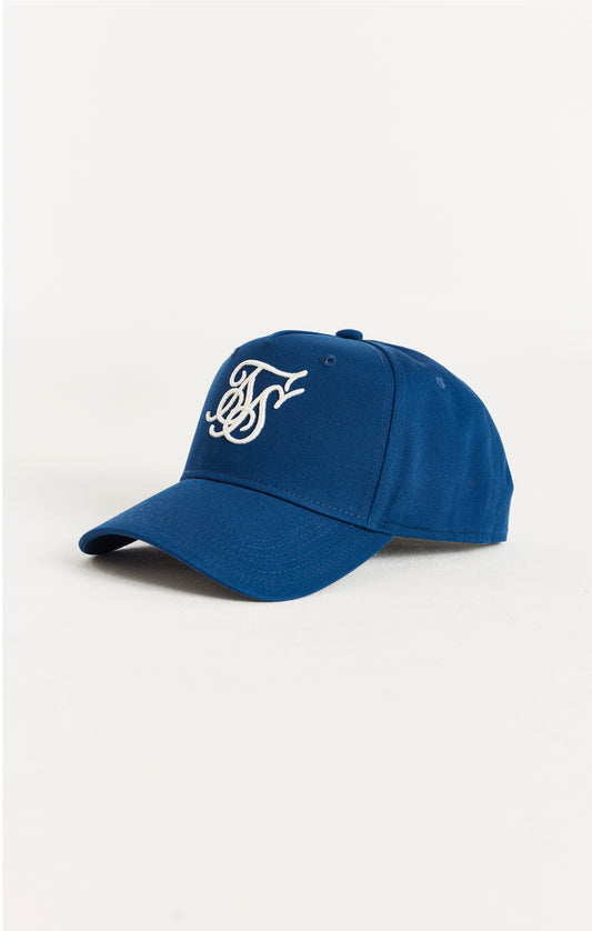 Blue Embroidered Logo Cotton Trucker Cap