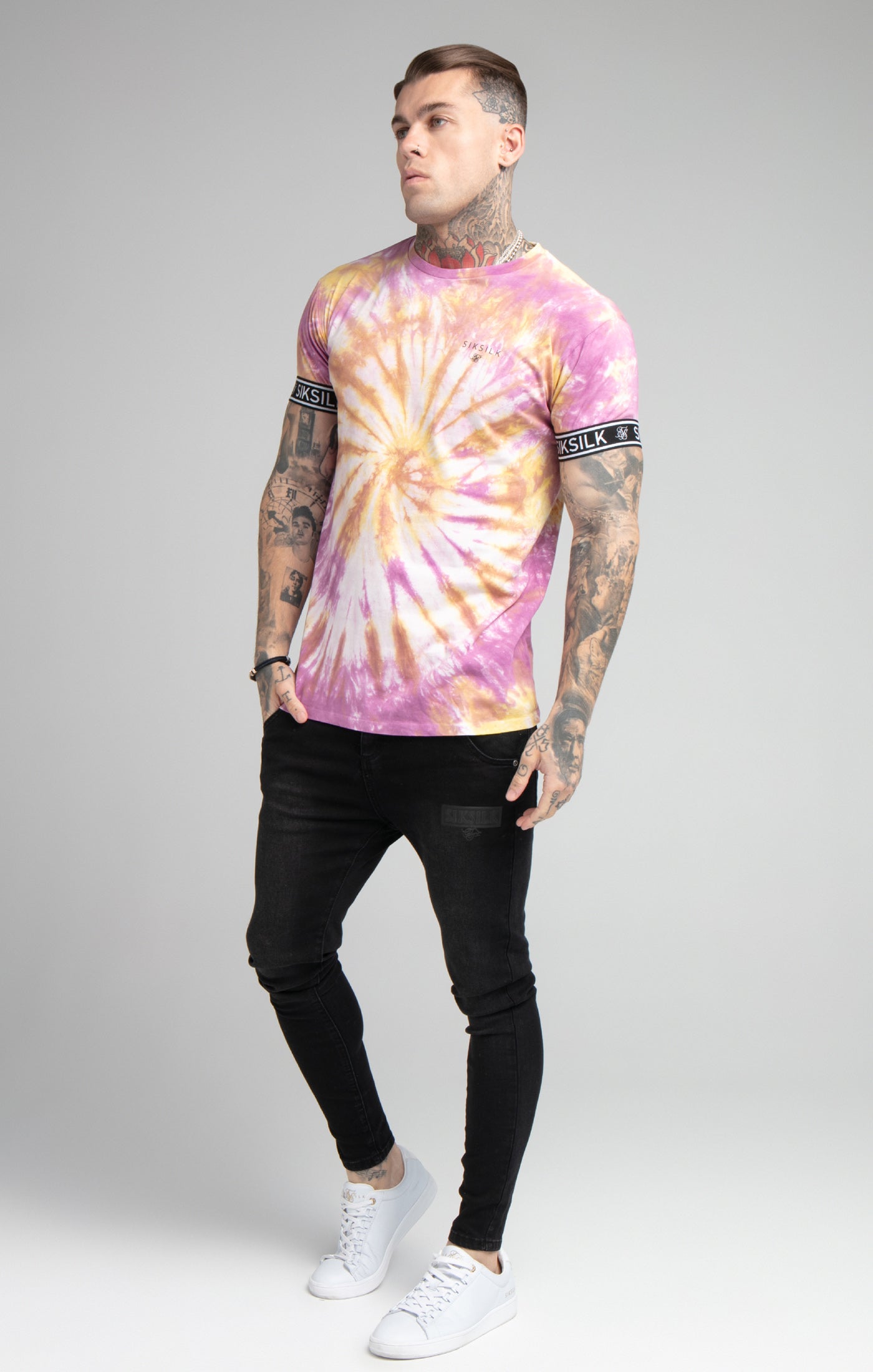 Load image into Gallery viewer, Pink Tie Dye Elastic Cuff T-Shirt (2)