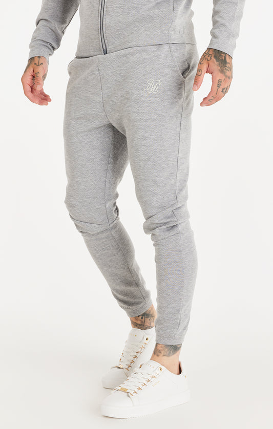 Grey Textured Fitted Pant