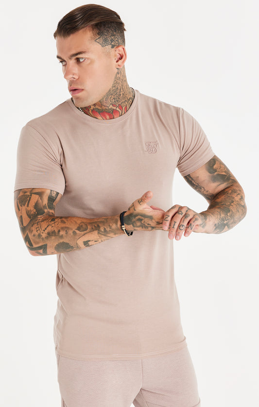 Washed Pink Textured Muscle Fit T-Shirt