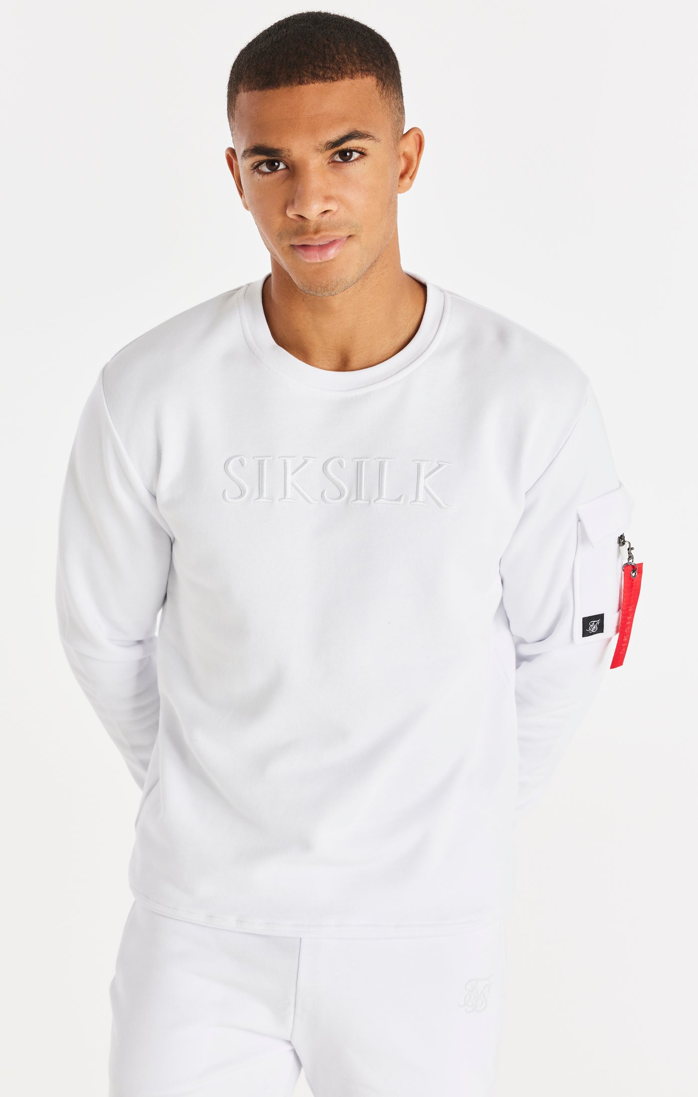 Load image into Gallery viewer, SikSilk Long Sleeve Utility Flight Sweater - White
