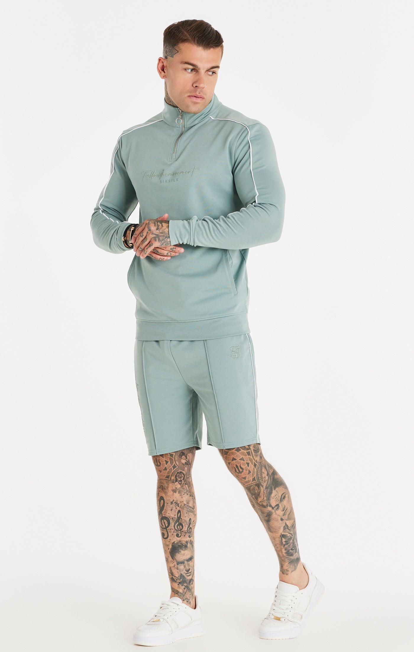 Load image into Gallery viewer, SikSilk Script Quarter Zip Funnel Track Top - Teal (3)