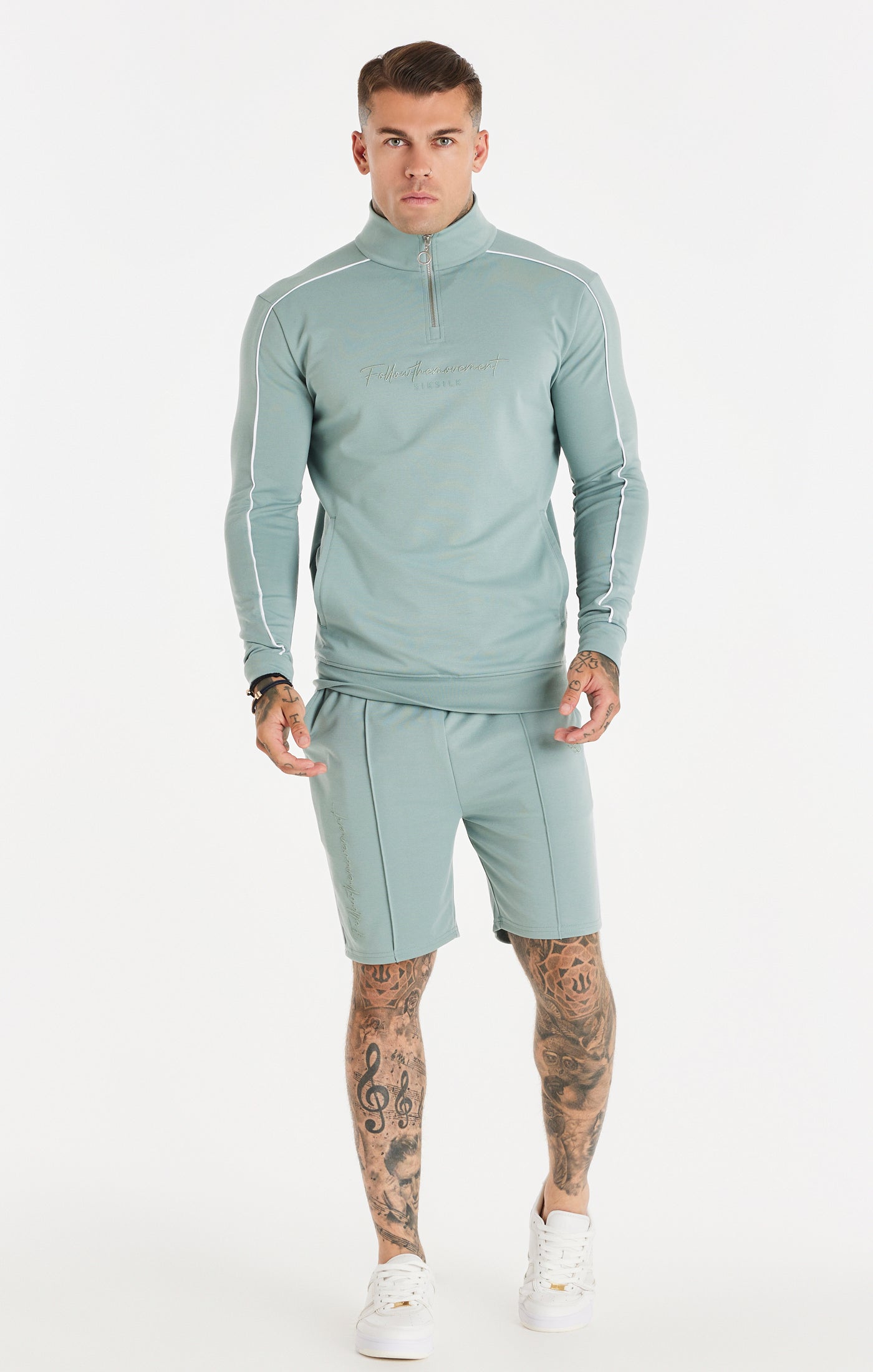 Load image into Gallery viewer, SikSilk Script Quarter Zip Funnel Track Top - Teal (4)