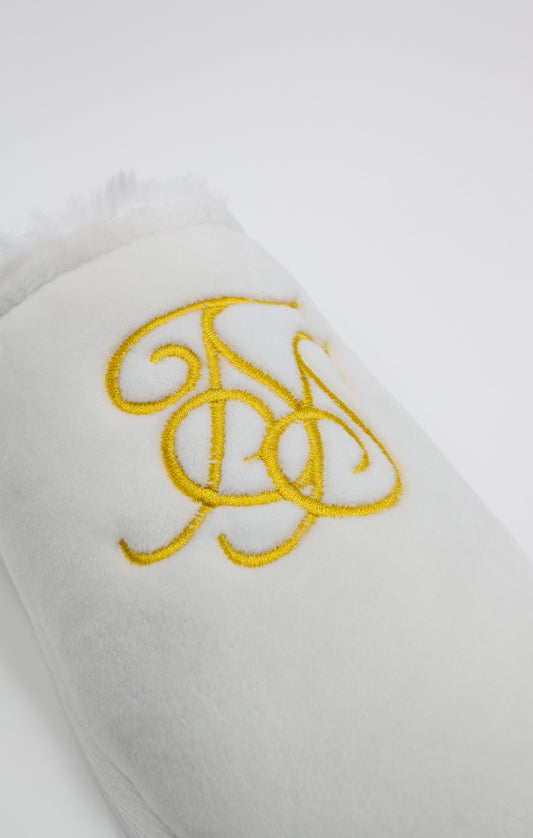 White Slipper With Embroidered Logo