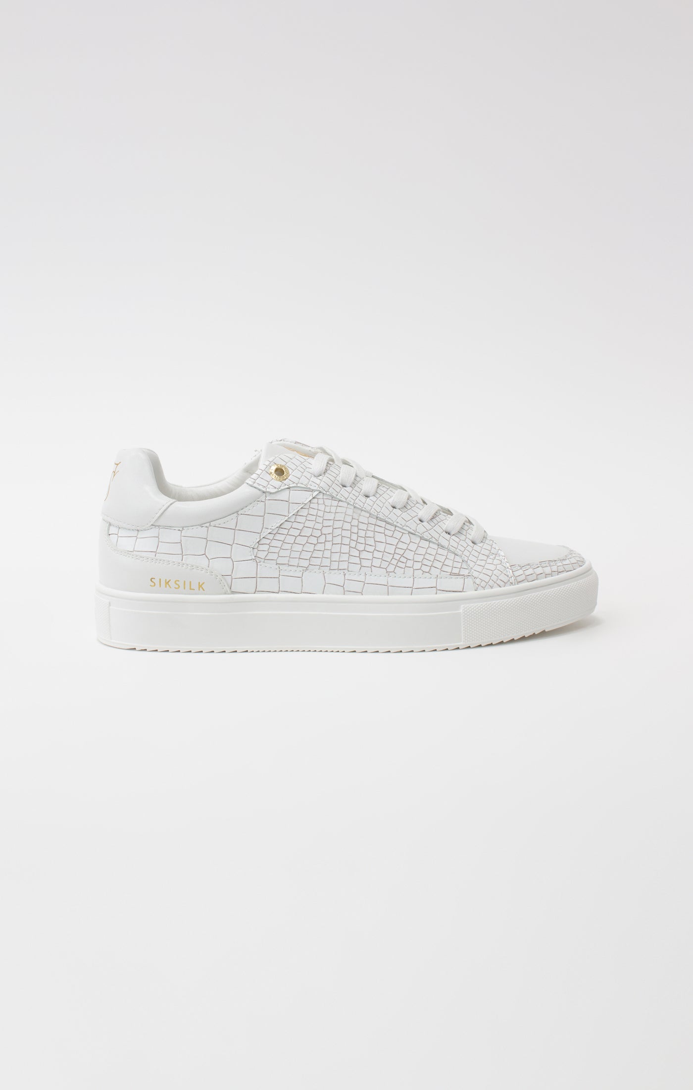Load image into Gallery viewer, White Croc Effect Low-Top Trainer