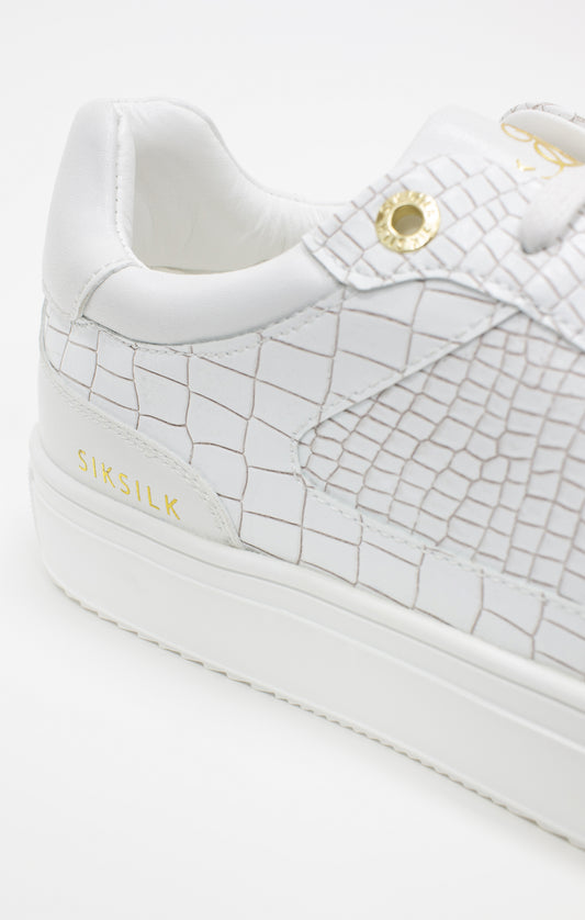 White Croc Effect Low-Top Trainer