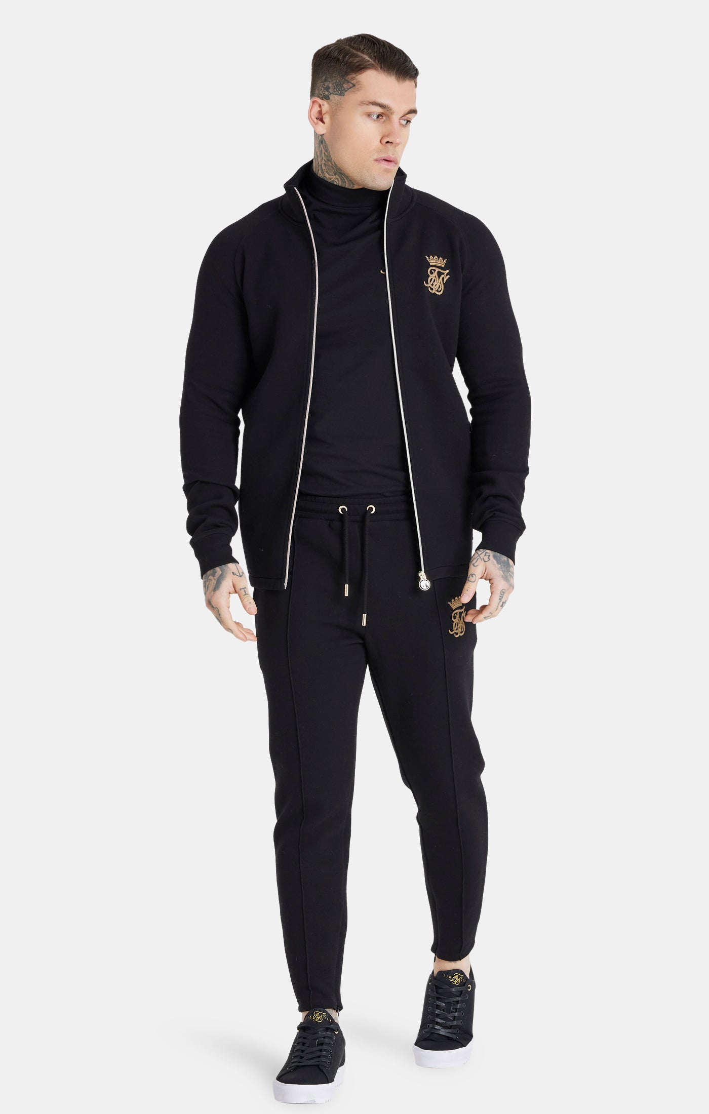 Load image into Gallery viewer, Messi x SikSilk Black Funnel Zip Top (1)