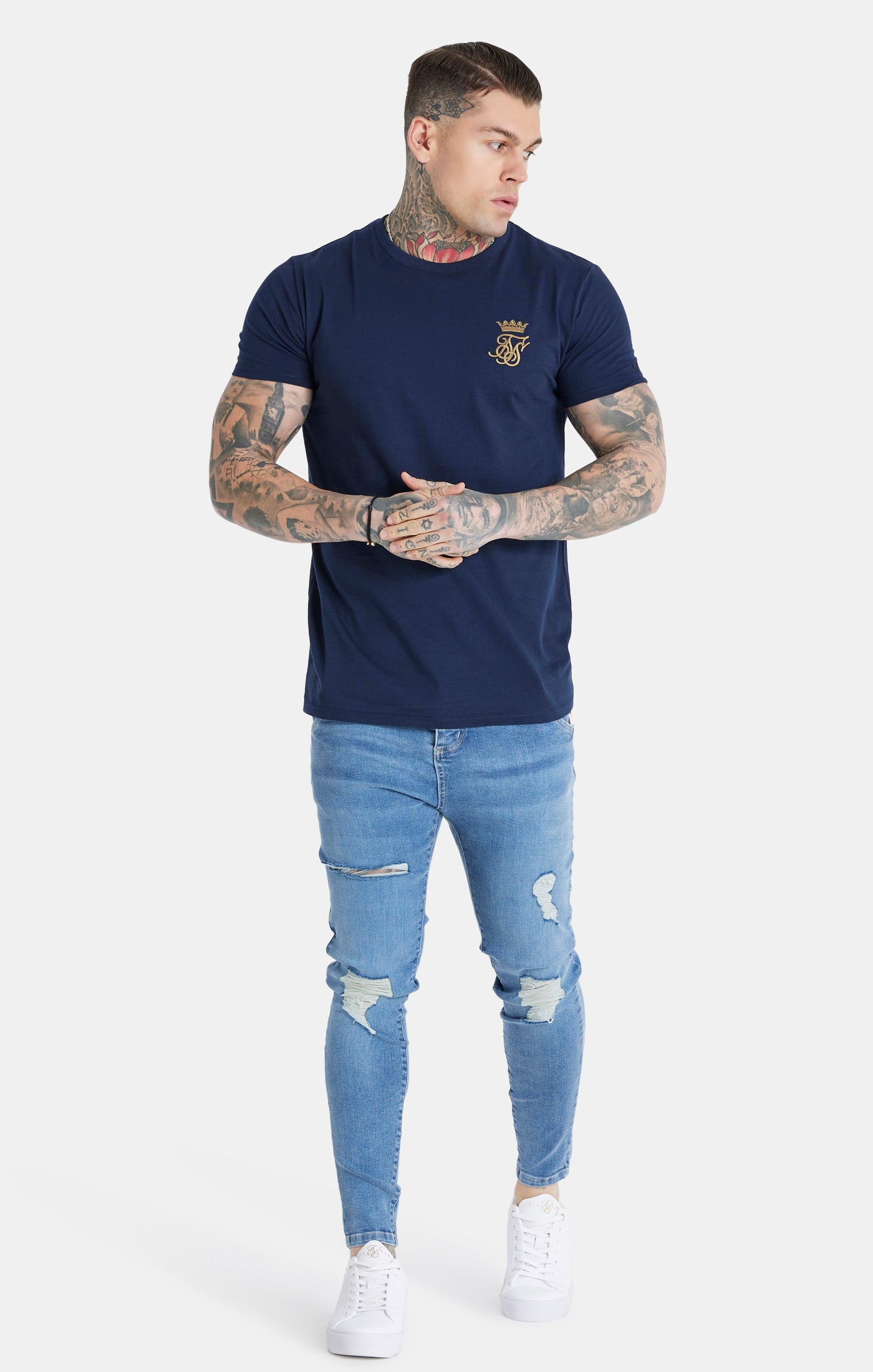 Load image into Gallery viewer, Messi x SikSilk Navy Muscle Fit (1)
