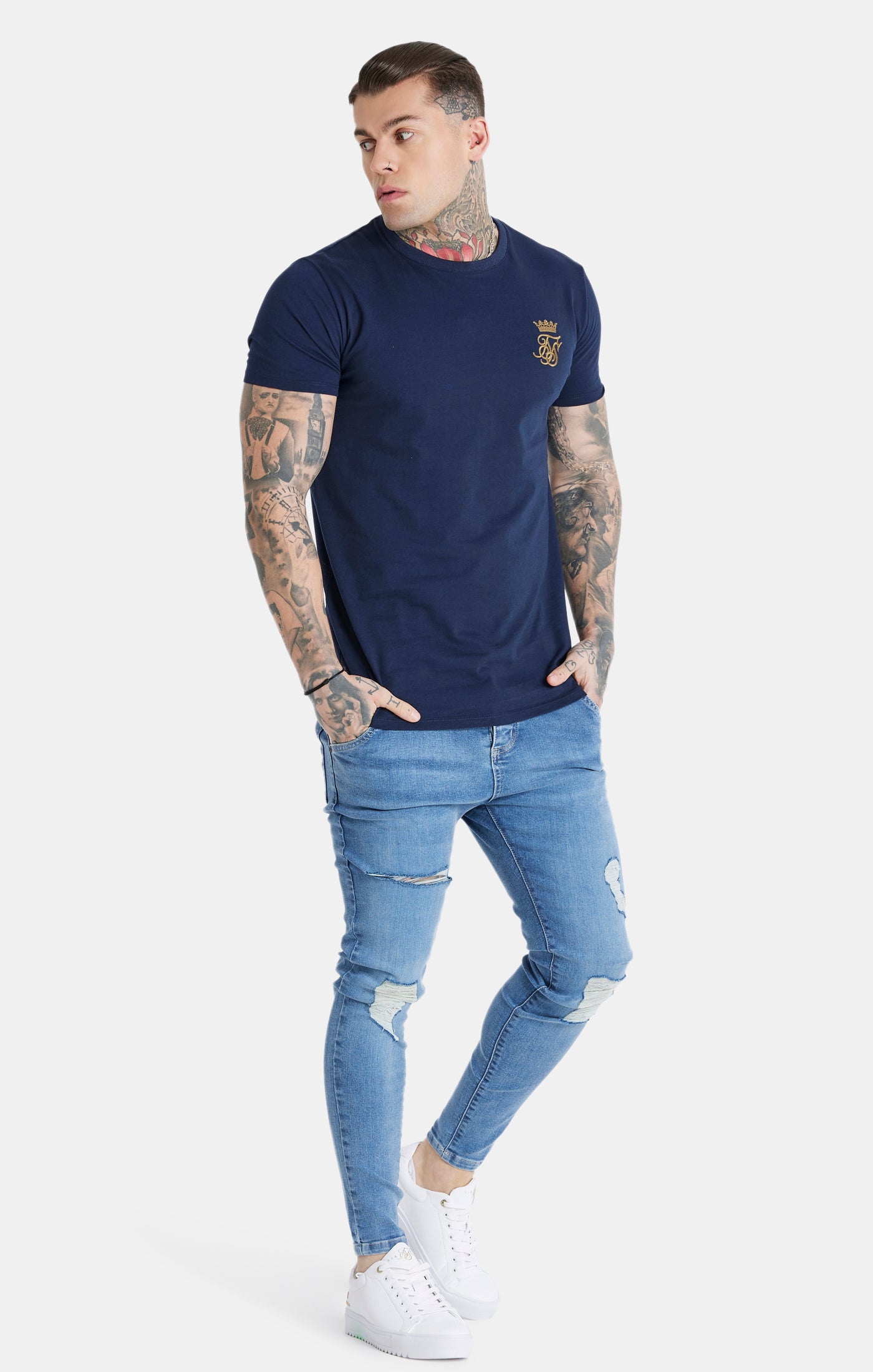 Load image into Gallery viewer, Messi x SikSilk Navy Muscle Fit (2)