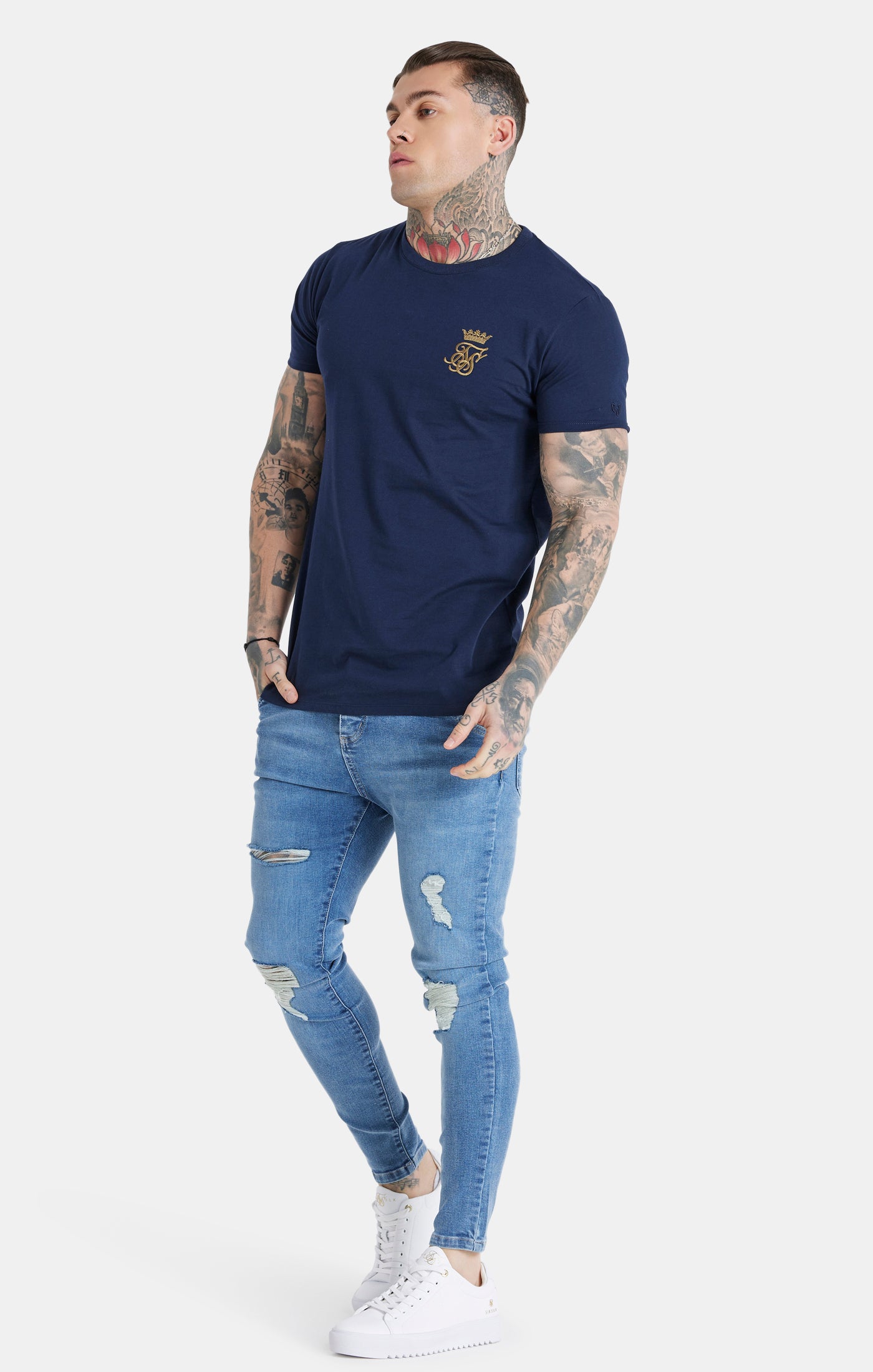 Load image into Gallery viewer, Messi x SikSilk Navy Muscle Fit (3)