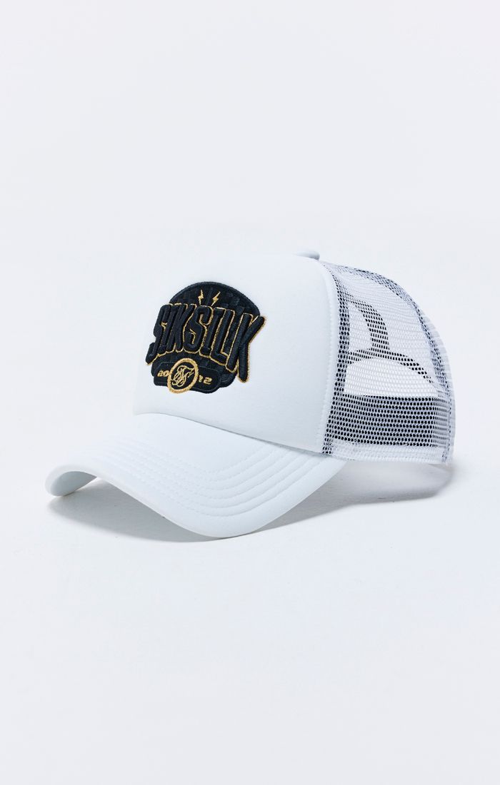 Load image into Gallery viewer, White Applique Patch Foam Mesh Trucker Cap