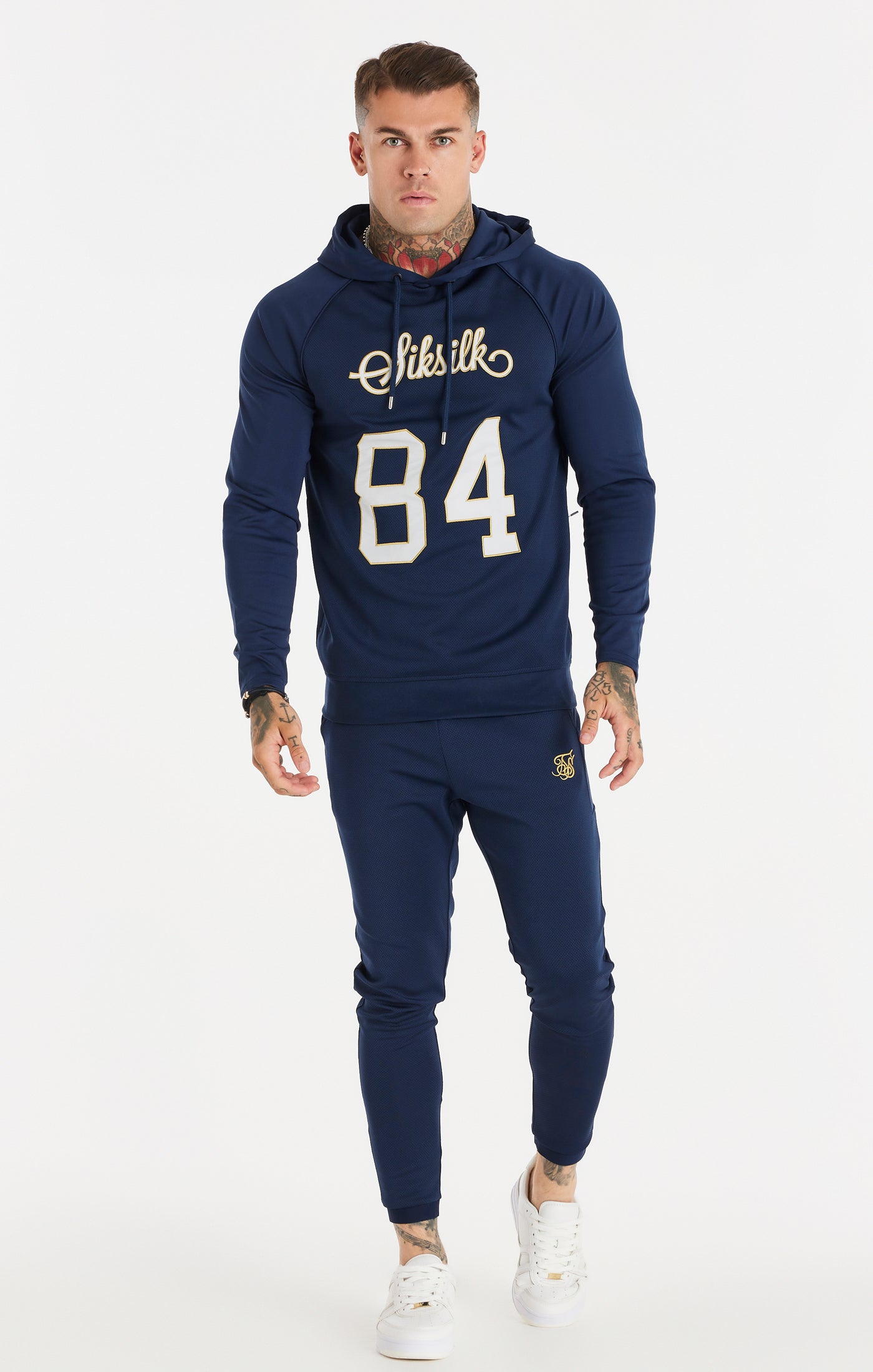 Load image into Gallery viewer, Navy Overhead Retro Sports Hoodie (2)