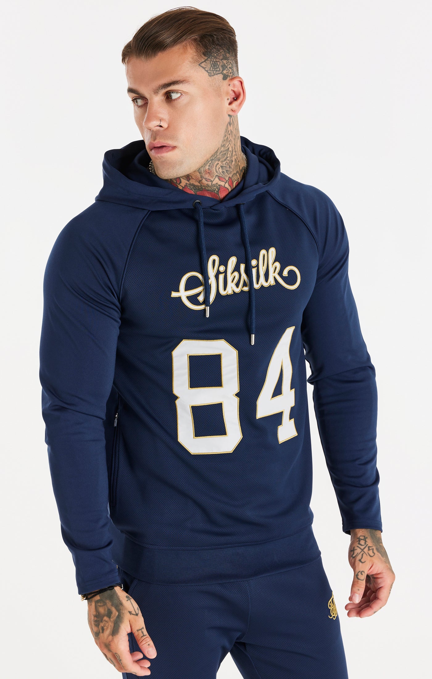 Load image into Gallery viewer, Navy Overhead Retro Sports Hoodie