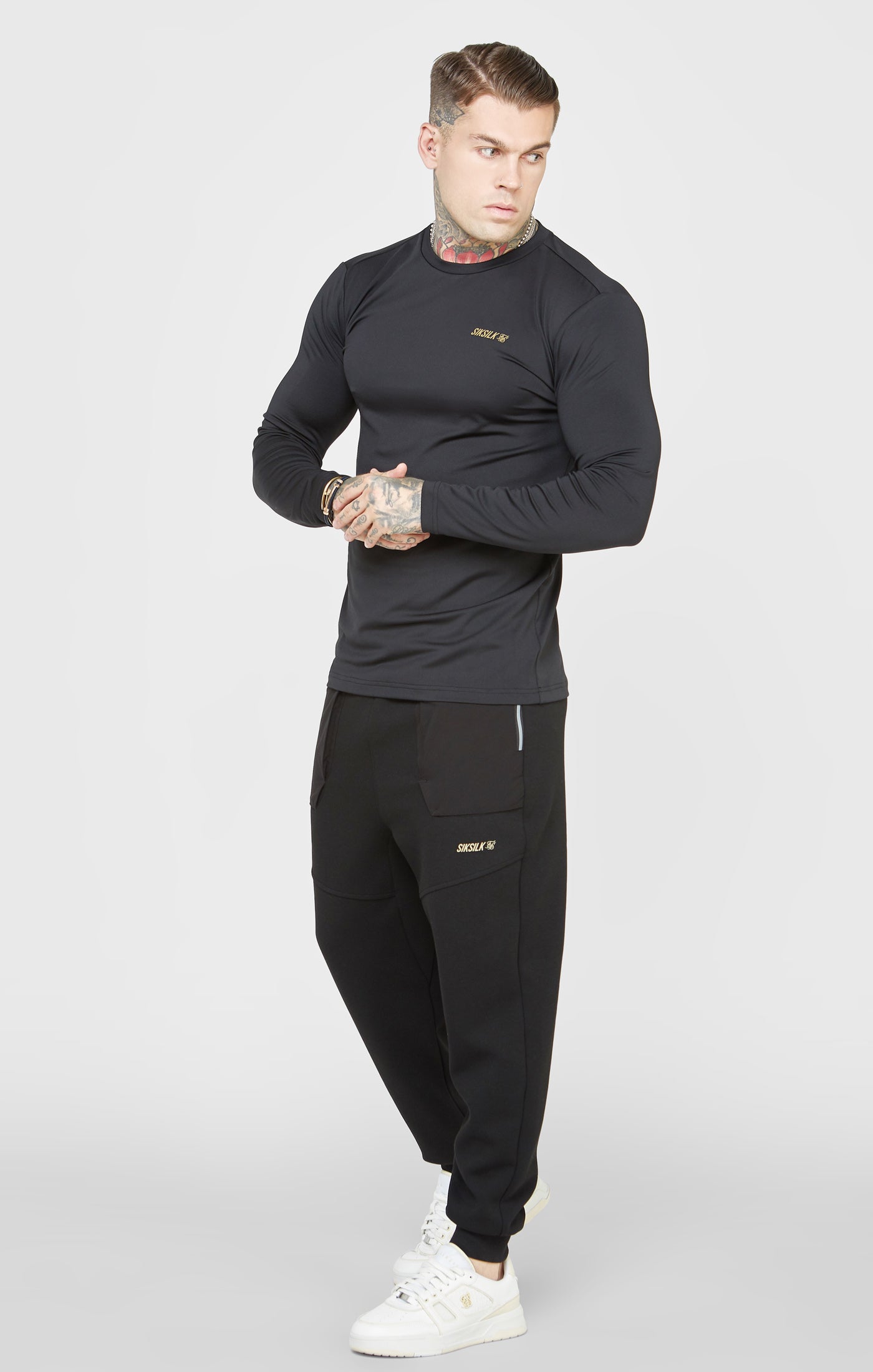 Load image into Gallery viewer, Black Sports Long Sleeve T-Shirt (2)