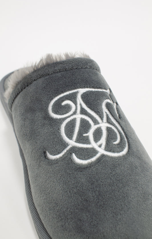 Grey Slipper With Embroidered Logo