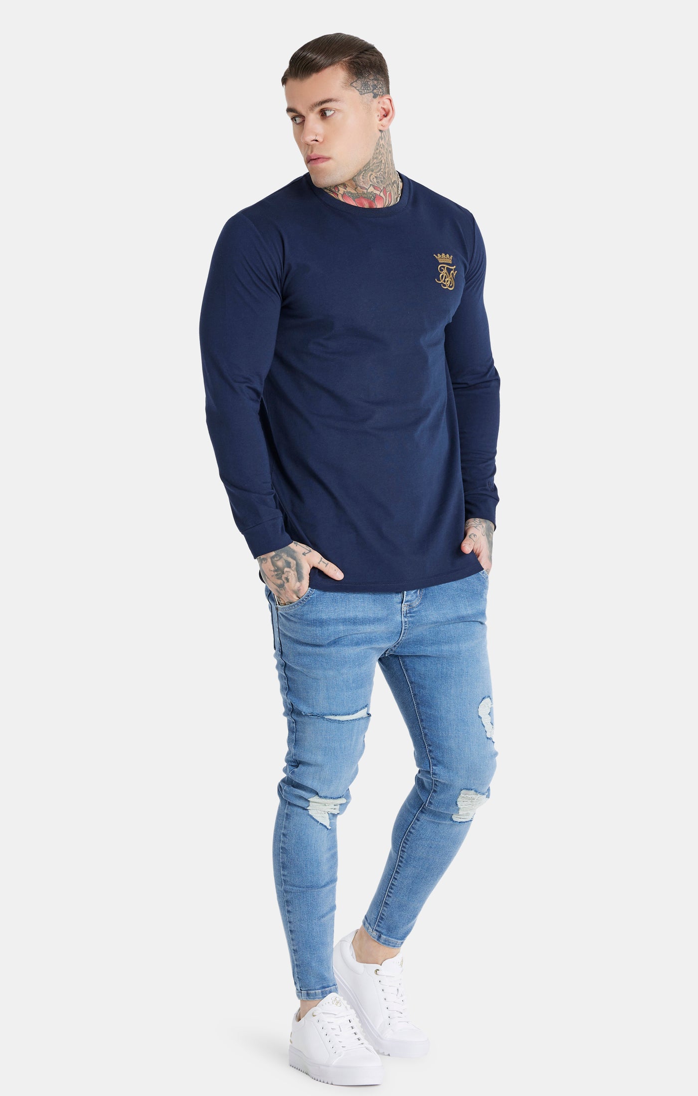 Load image into Gallery viewer, Messi x SikSilk Navy Long Sleeve T-Shirt (2)