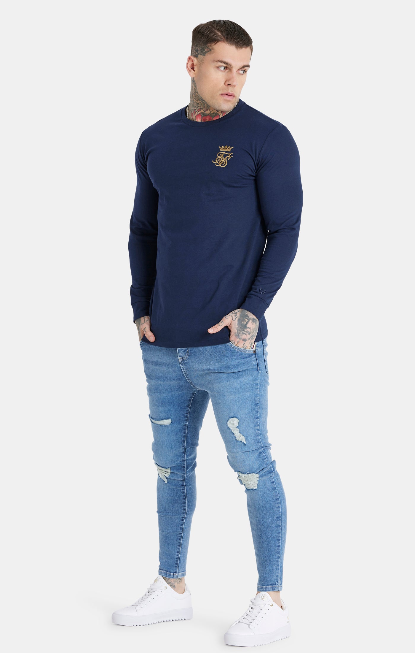 Load image into Gallery viewer, Messi x SikSilk Navy Long Sleeve T-Shirt (3)