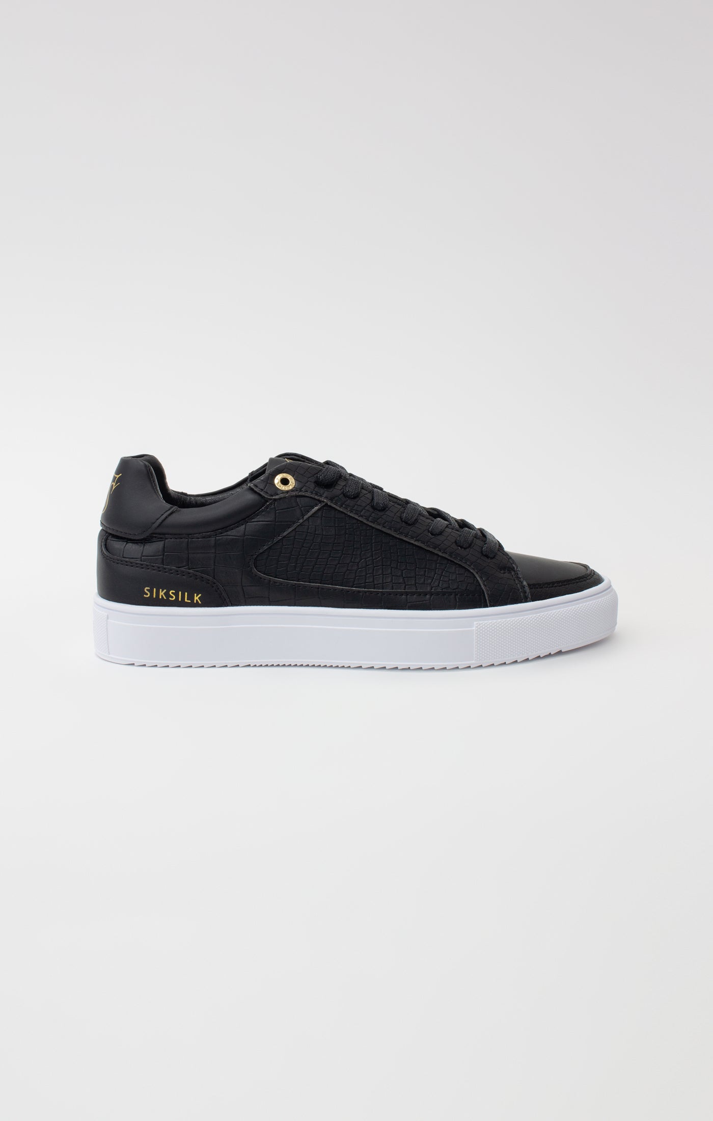 Load image into Gallery viewer, Black Croc Effect Low-Top Trainer
