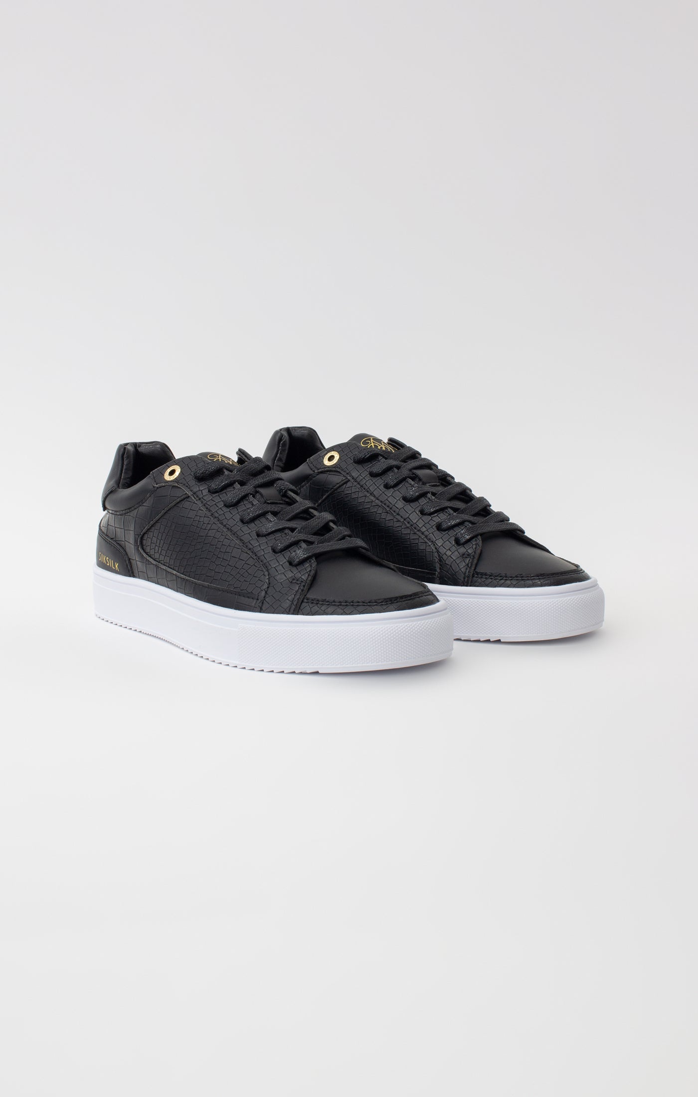 Load image into Gallery viewer, Black Croc Effect Low-Top Trainer (3)