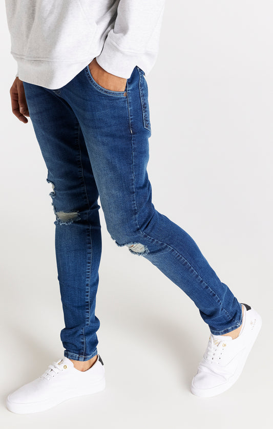 Blue Distressed Slim Fit Jean