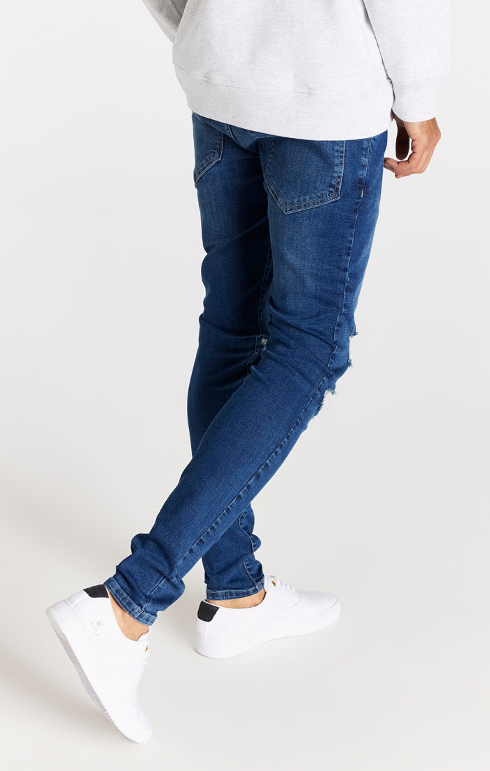 Load image into Gallery viewer, Blue Distressed Slim Fit Jean (3)