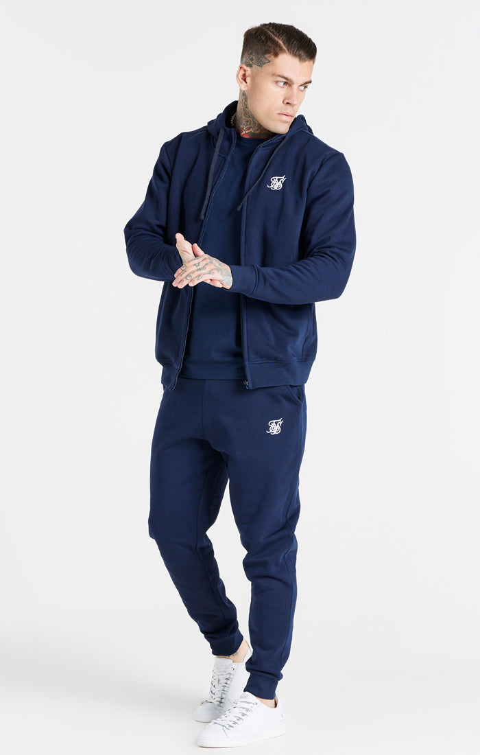 Load image into Gallery viewer, Navy Essential Zip Through Funnel Neck Hoodie