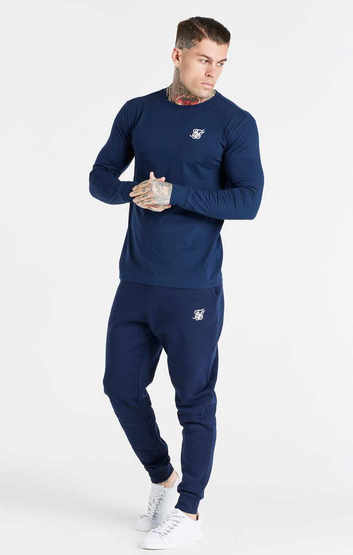 Load image into Gallery viewer, Navy Essential Long Sleeve Muscle Fit T-Shirt (3)