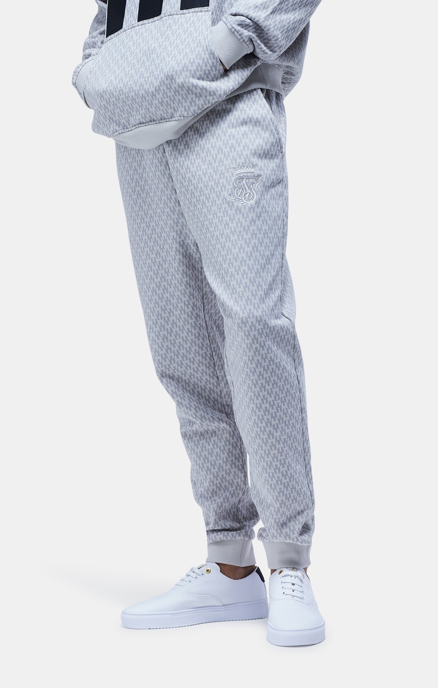 Load image into Gallery viewer, Messi x SikSilk Grey Monogram Print Cuffed Pant