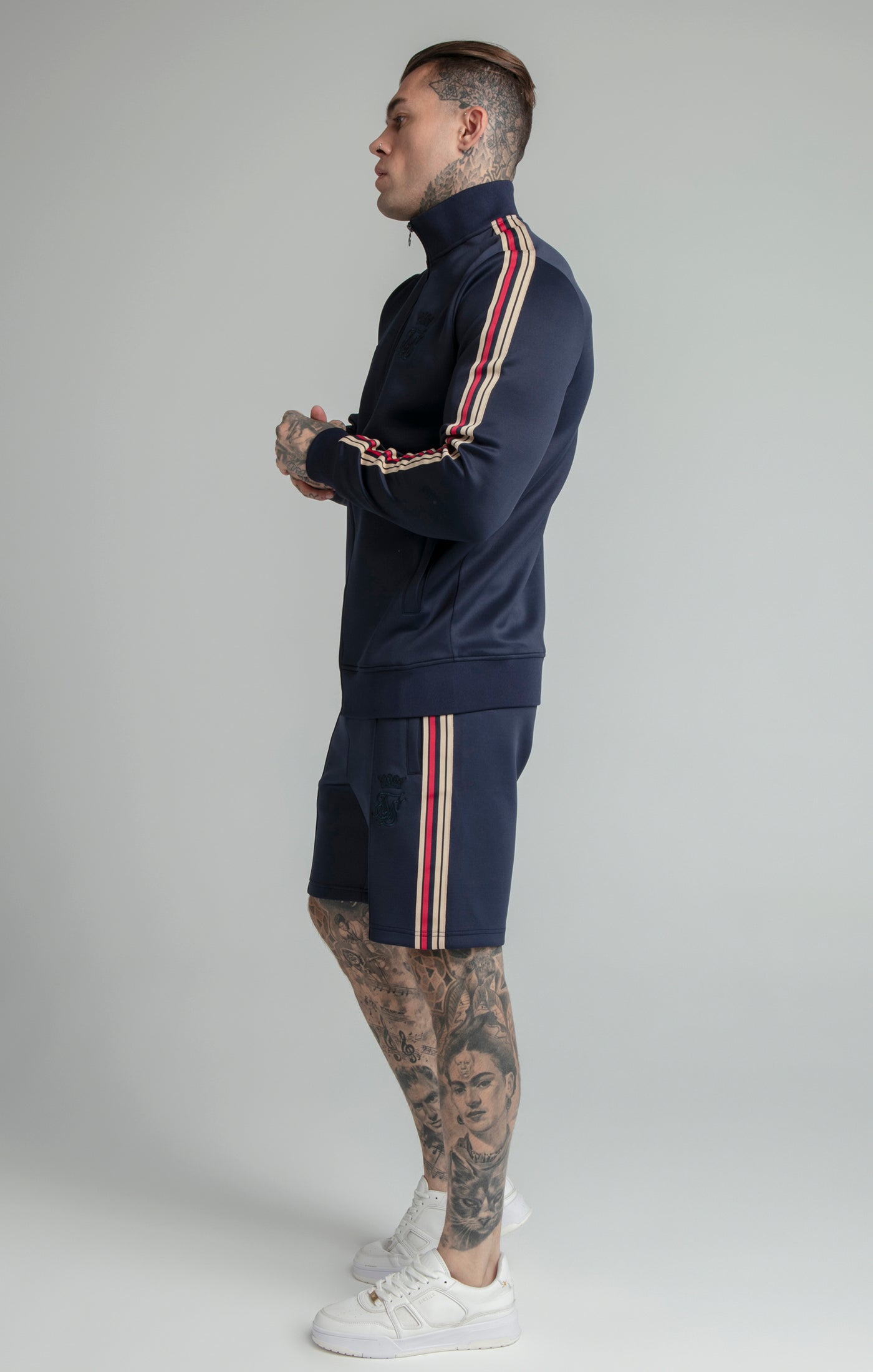Load image into Gallery viewer, Messi x SikSilk Navy Poly Funnel Zip Top (4)