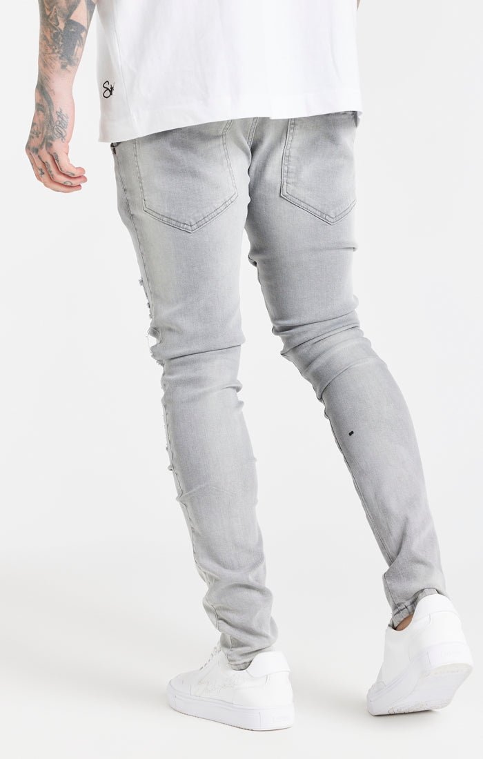 Load image into Gallery viewer, Grey Distressed Basic Cut Jean (2)