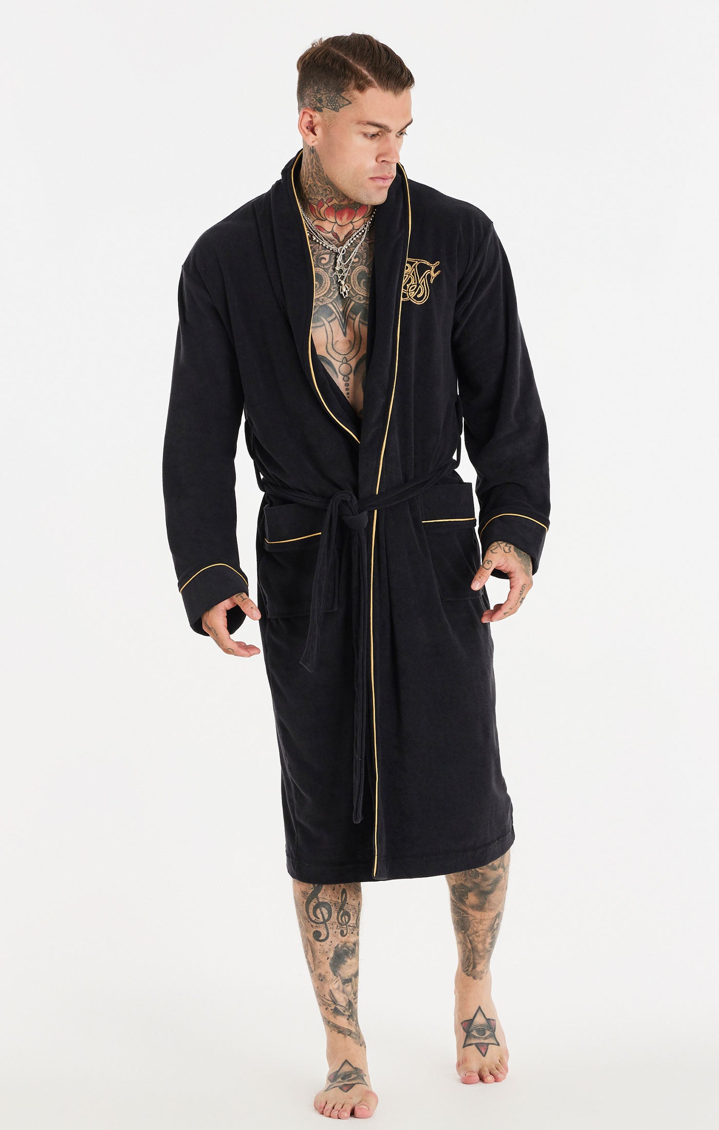 Load image into Gallery viewer, Black Outline Embroidered Dressing Gown (4)