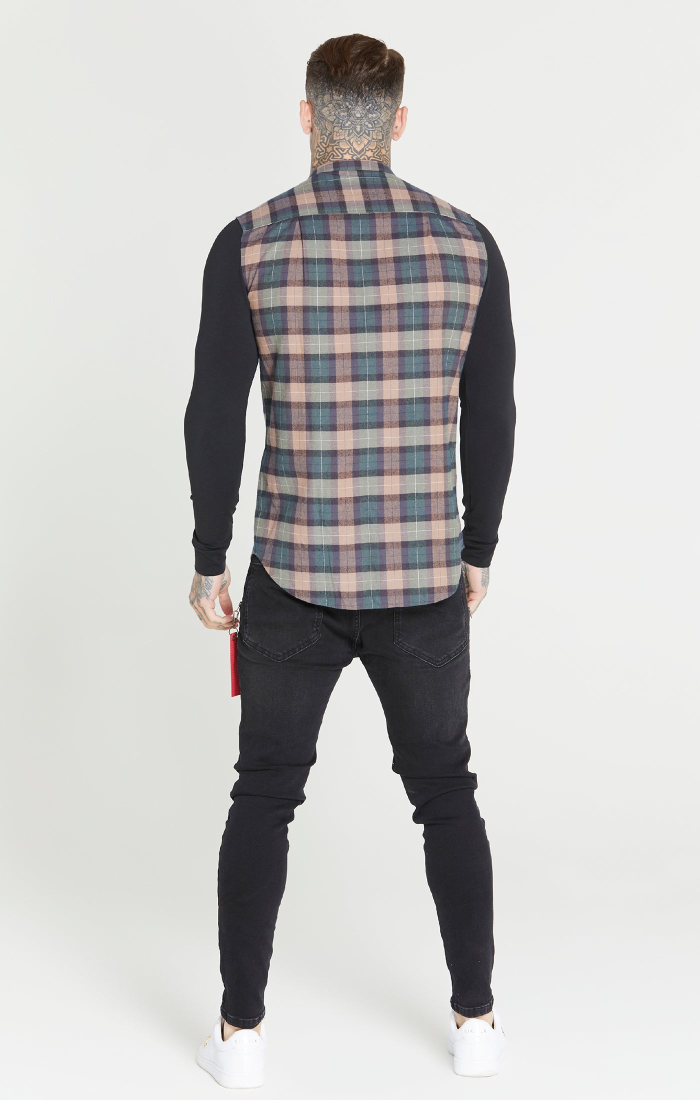 Load image into Gallery viewer, Black Flannel Check Grandad Shirt (4)