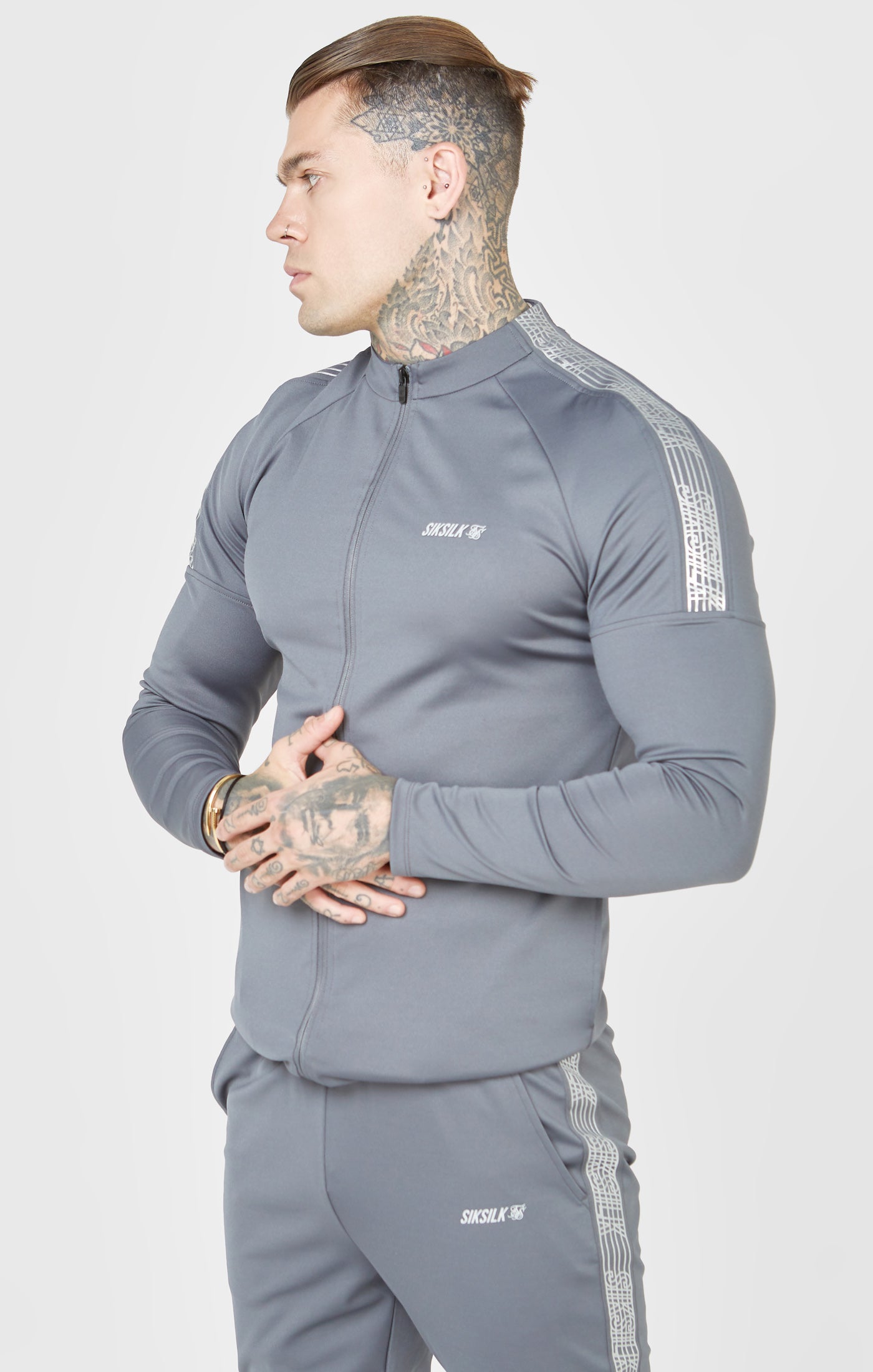 Load image into Gallery viewer, Grey Sports Funnel Neck Zip-Thru