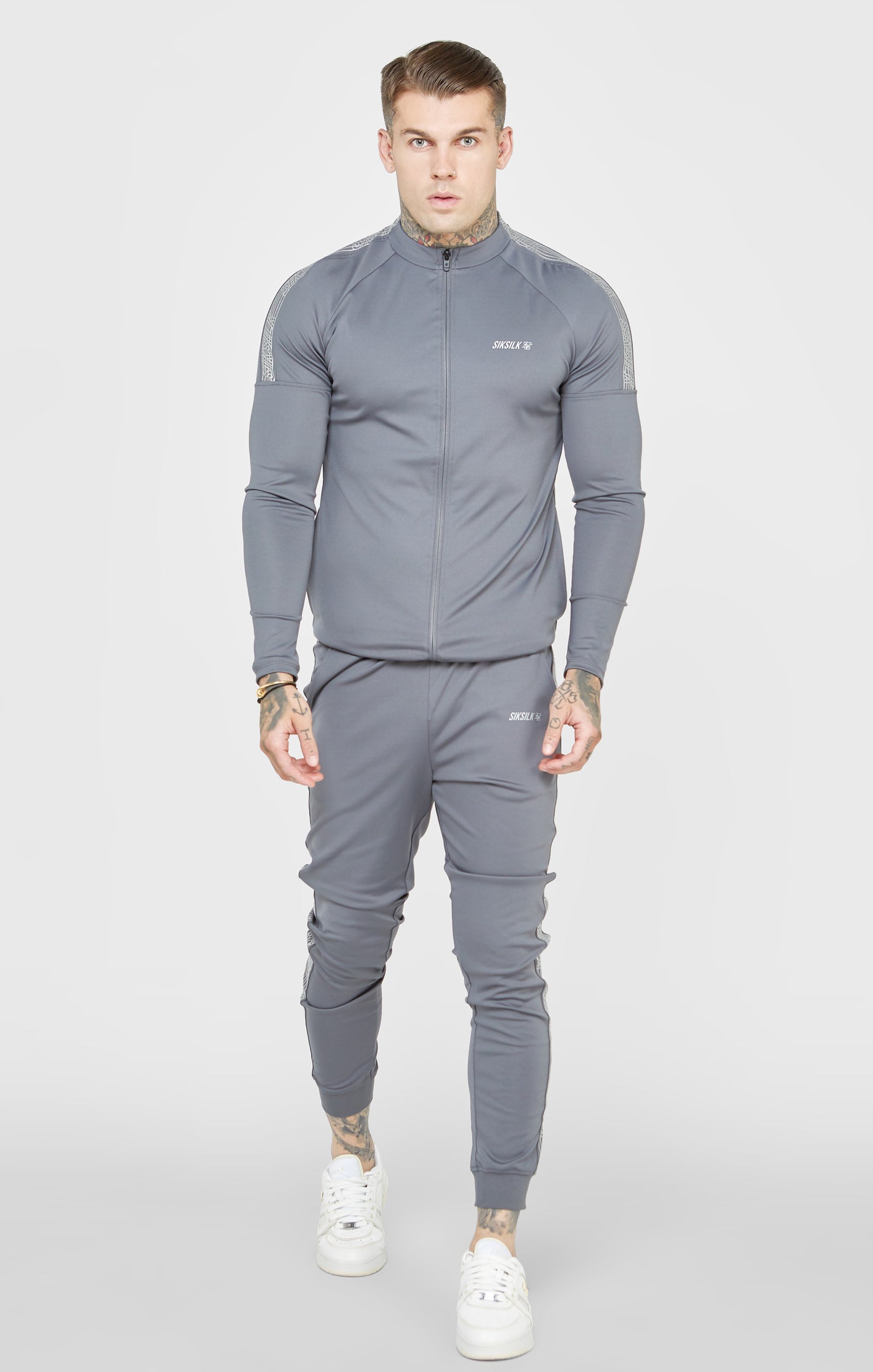 Load image into Gallery viewer, Grey Sports Funnel Neck Zip-Thru (2)