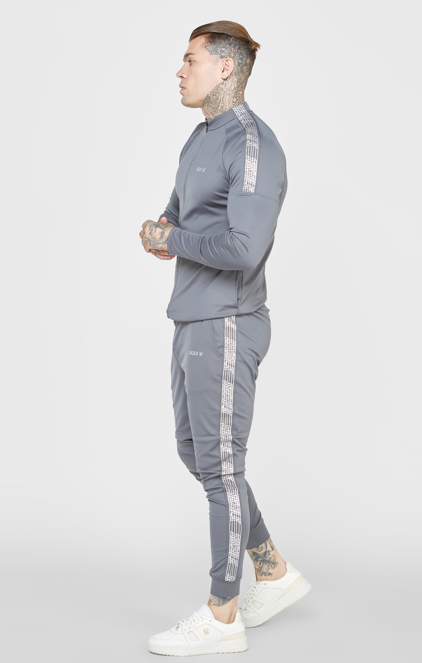 Load image into Gallery viewer, Grey Sports Funnel Neck Zip-Thru (3)