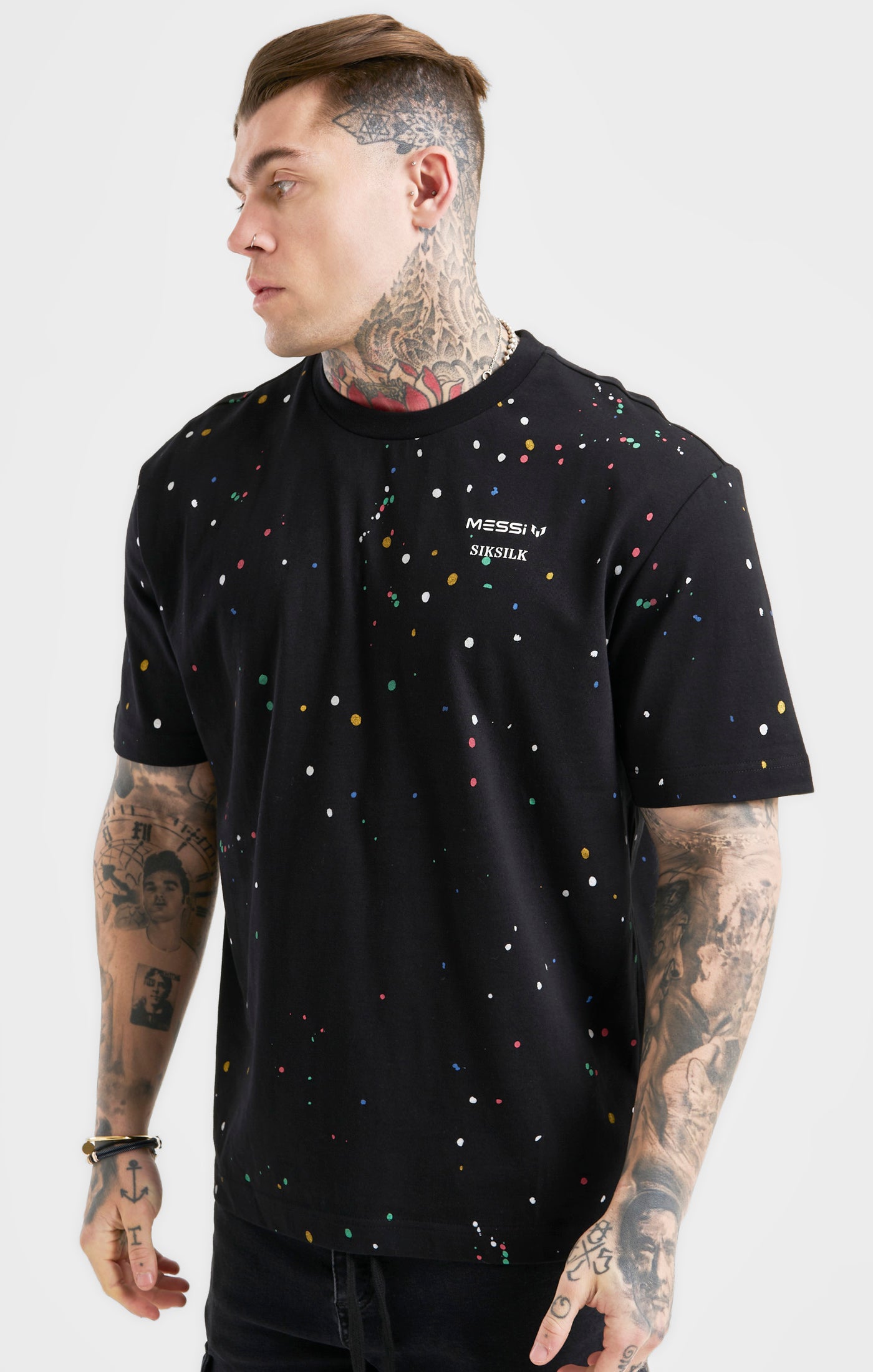 Load image into Gallery viewer, Messi x SikSilk Oversized Paint Splat Tee - Black