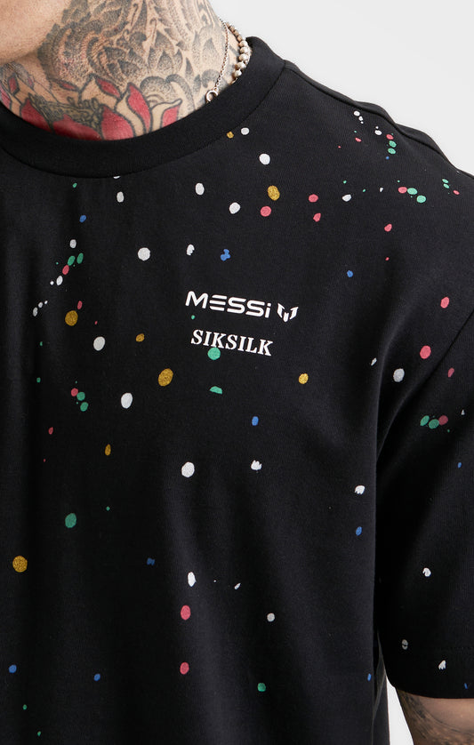 Messi x SikSilk Oversized Paint Splat Tee - Black