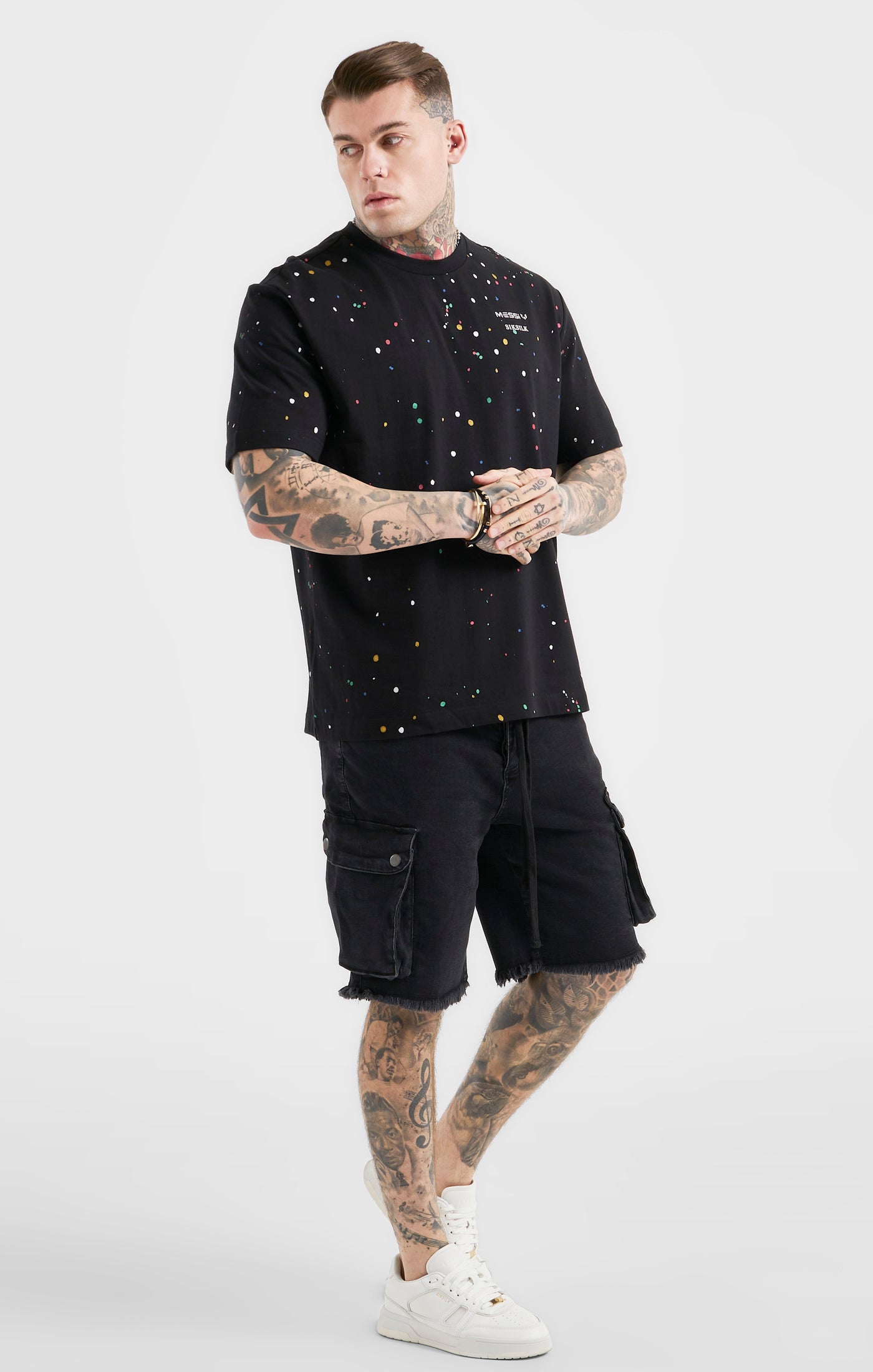 Load image into Gallery viewer, Messi x SikSilk Oversized Paint Splat Tee - Black (3)