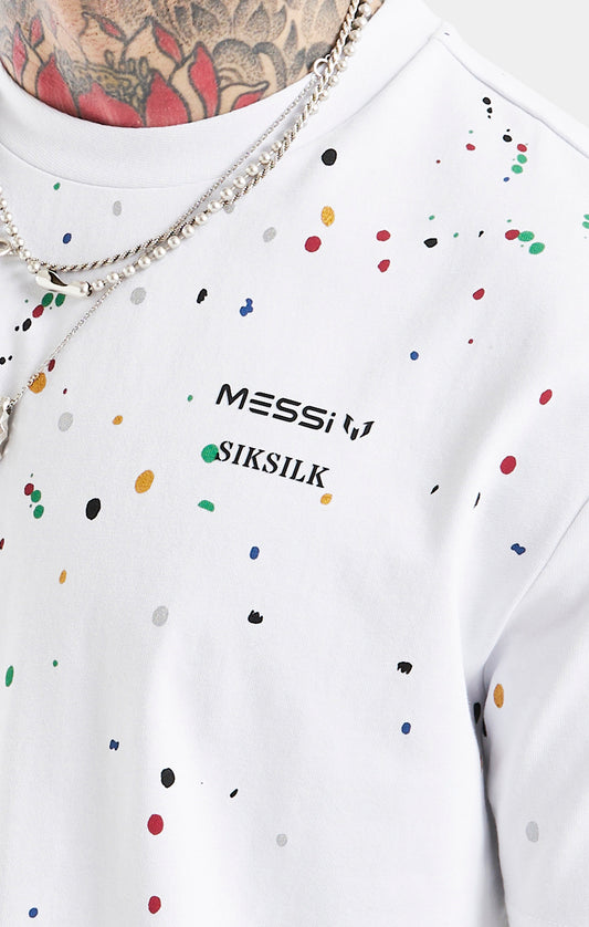 Messi x SikSilk Oversized Paint Splat Tee - White