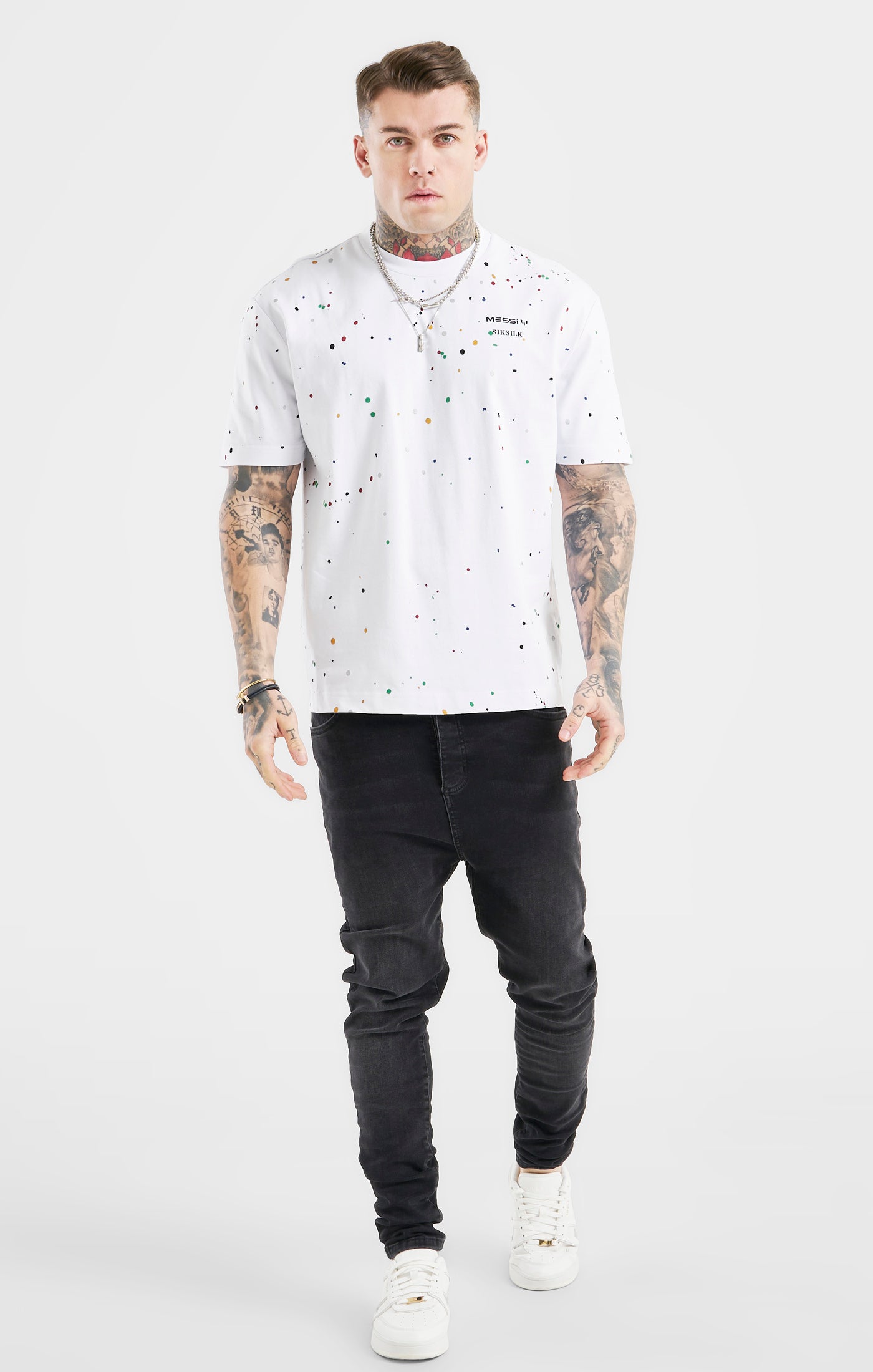 Load image into Gallery viewer, Messi x SikSilk Oversized Paint Splat Tee - White (2)