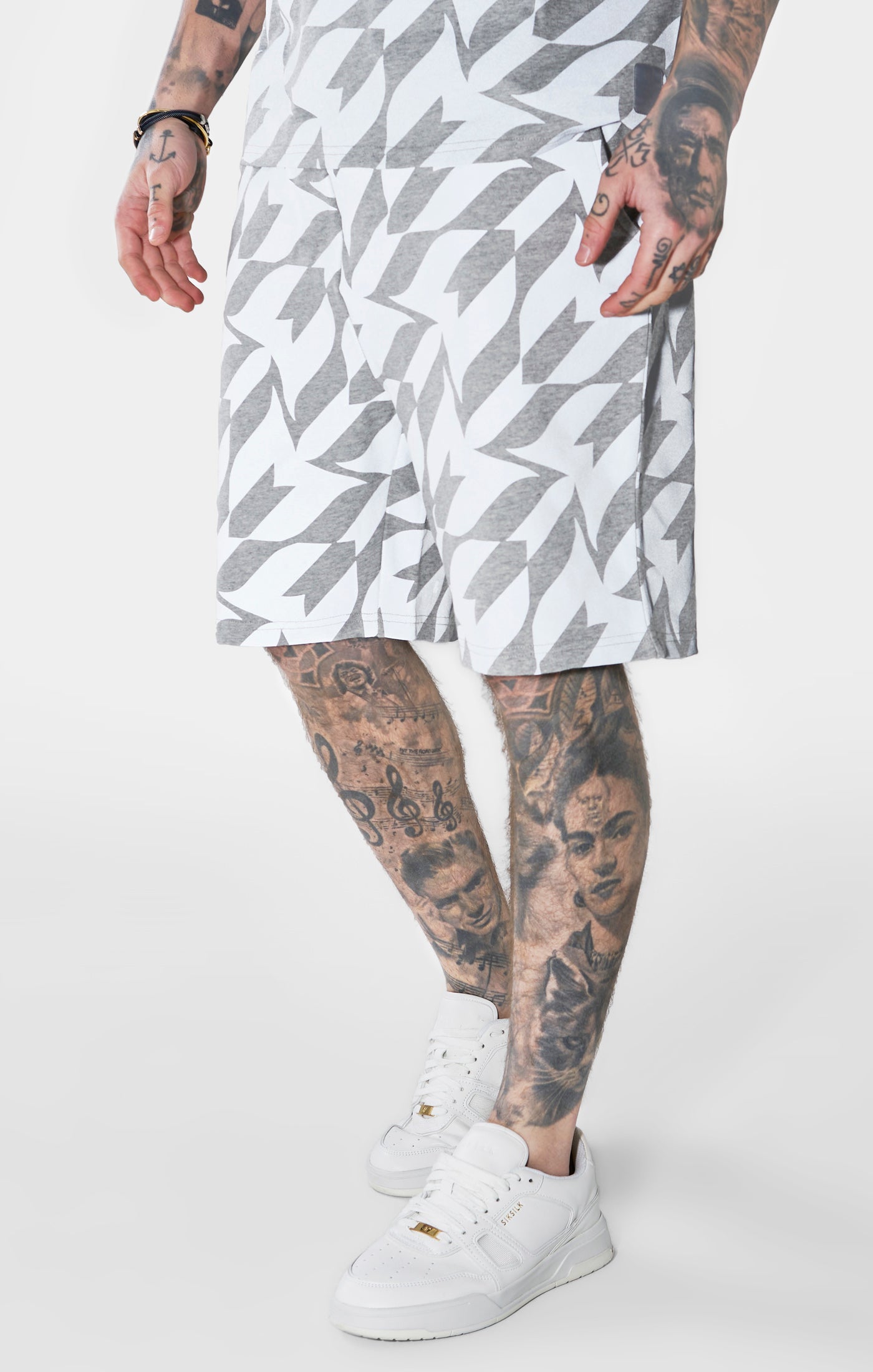 Load image into Gallery viewer, Messi x SikSilk Silver Print Shorts - Grey Marl (7)