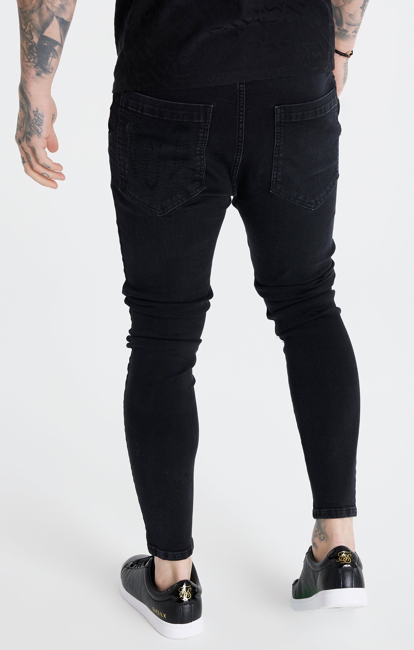 Load image into Gallery viewer, Messi X SikSilk Messi Distressed Skinny Jeans - Washed Black (1)