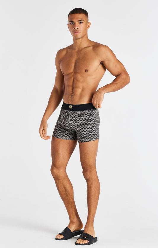 Black, Grey And Pink Aop 3 Pack Boxers