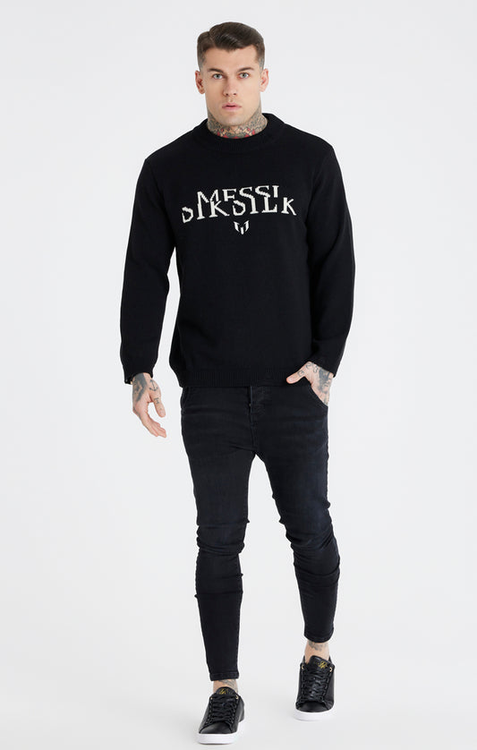 Messi x SikSilk Black Knit Sweatshirt