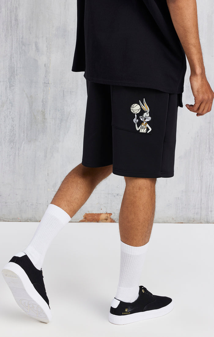 Load image into Gallery viewer, Space Jam X SikSilk Elasticated Utility Cargo Shorts - Black (2)
