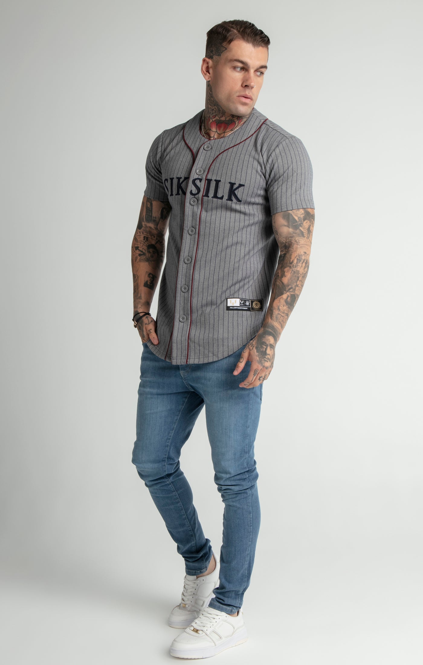 Load image into Gallery viewer, Messi x SikSilk Grey Marl Baseball Jersey (3)
