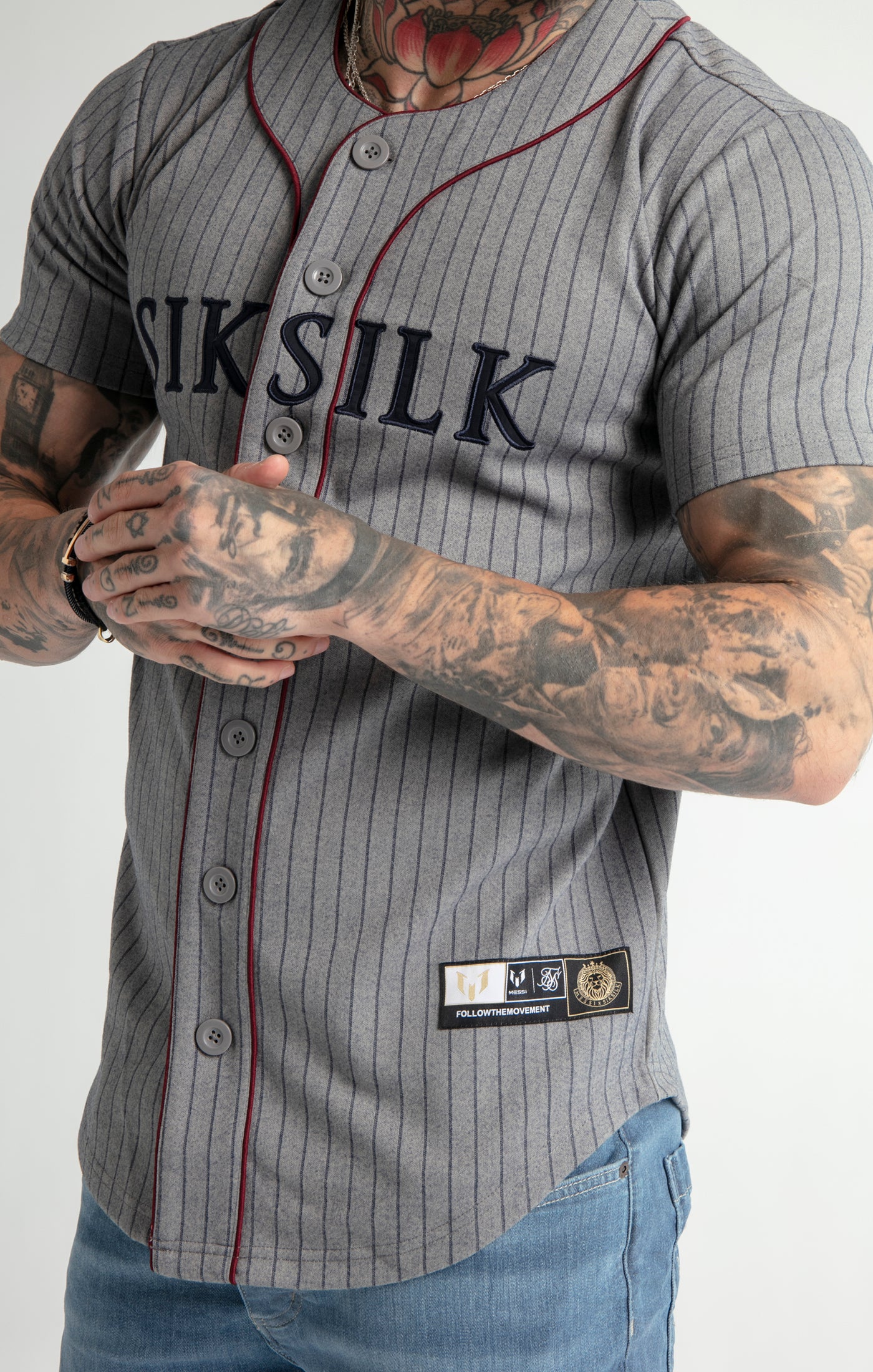 Load image into Gallery viewer, Messi x SikSilk Grey Marl Baseball Jersey (1)